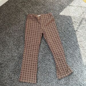 Altar'd State Floral Patterned Pants in Brown and Cream